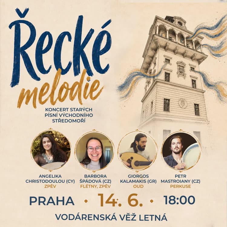 Event image Řecké melodie - 14.6.2026 - Praha - Vodárenská věž Letná